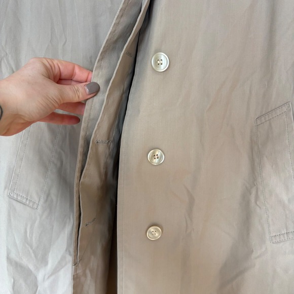 London Fog Beige Classic Trench Coat Women Size 16 Reg Button Front Pockets - Picture 5 of 10